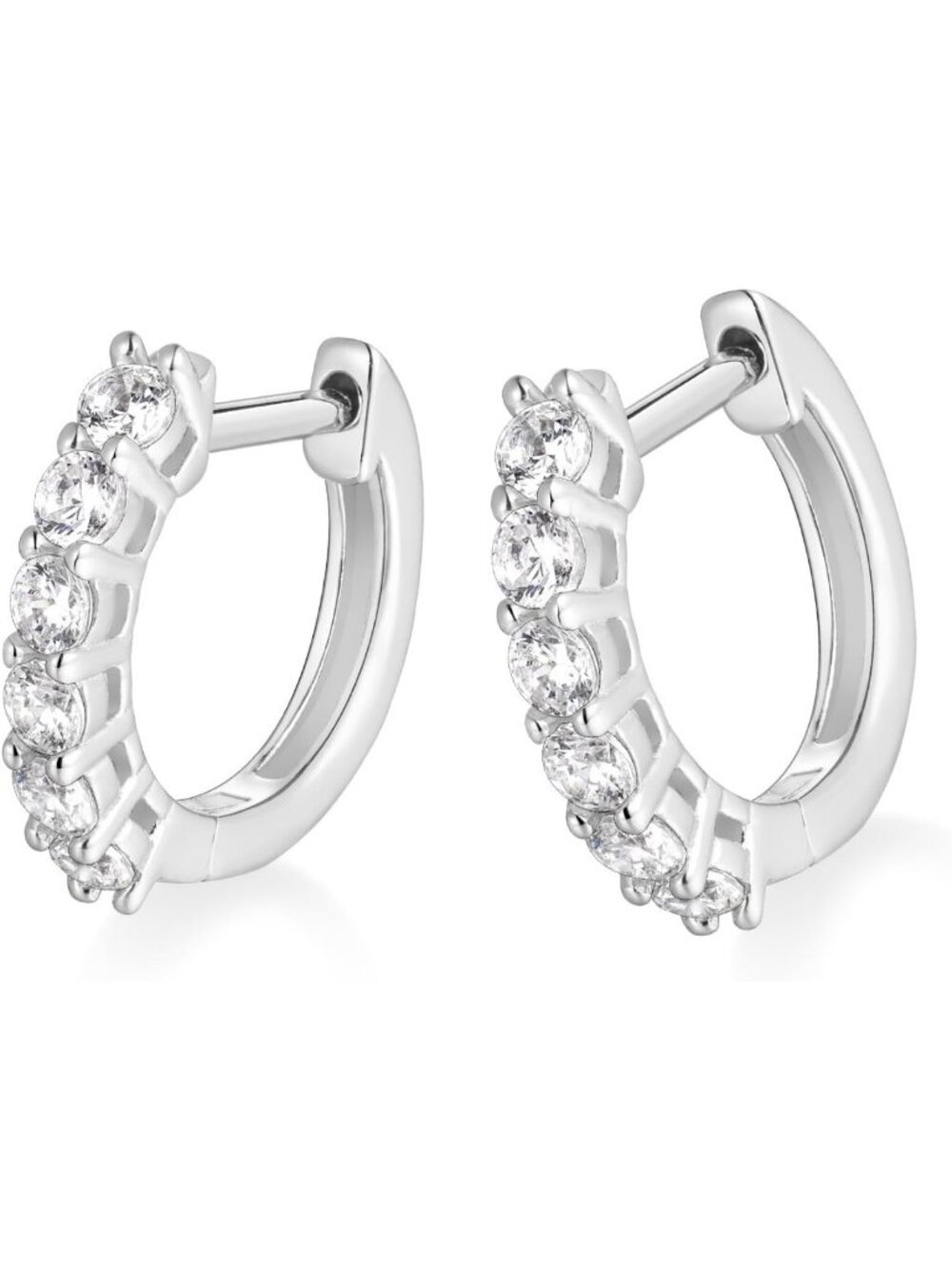 14K Gold Plated Cubic Zirconia Huggie Hoop Earrings - Sterling Silver, 15mm-40mm